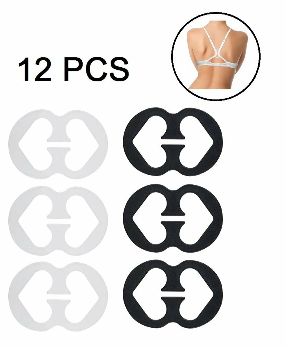 Hot Style [12 Pack] Sports Bra Shoulder Straps, Invisible Anti-Slip Buckle, Bra Invisible Buckle, Magic Buckle for Breast Enhancement and Back Beauty
