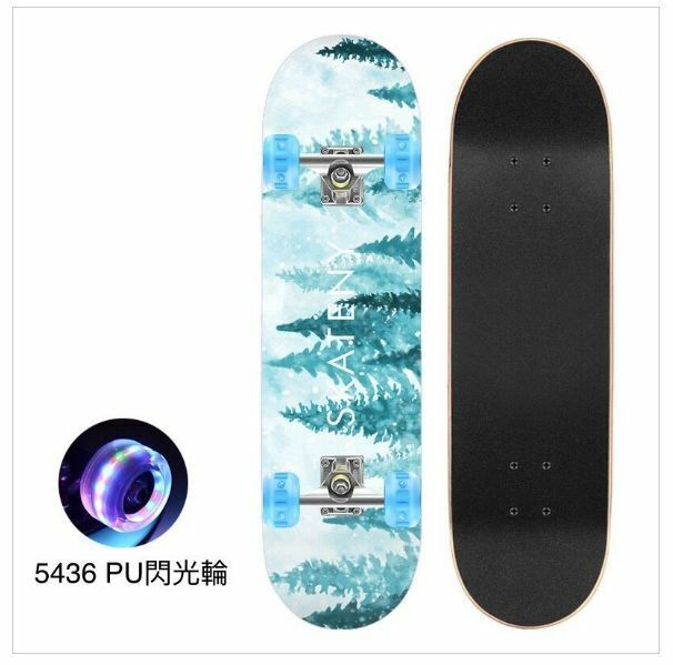 爆款兒童成人雙翹四輪滑板車（雪森林 80*20cm 閃光PU輪）