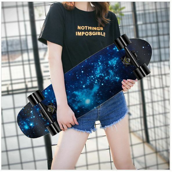 爆款成人單翹四輪大魚板滑板（星空 68.5*20cm）