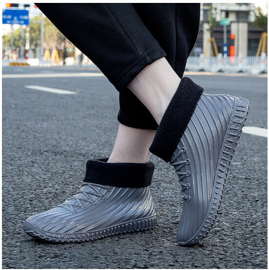 Popular men's fashionable low-top rain boots [925 [gray cotton cover (take one size larger)] removable and washable] [size: 40-44] [please contact customer service after placing the order to confirm the delivery size]