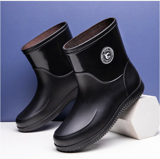 Popular men's short-tube waterproof rain boots [Fashion 908 [Black] single shoe style] [Size: 39-44] [Please contact customer service after placing an order to confirm the delivery size]