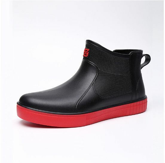 Popular men's fashionable short-tube waterproof rain boots [Leonli 800 black and red] [Size: 39-44] [Please contact customer service after placing an order to confirm the delivery size]