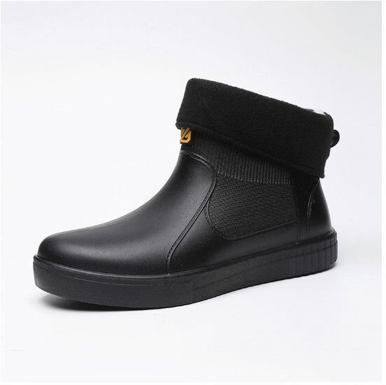 Popular men's fashionable short-tube waterproof rain boots [Leonli 800 black [cotton cover] [Size: 39-44] [Please contact customer service to confirm the delivery size after placing the order]