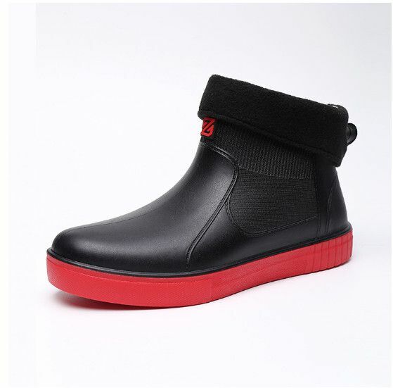 Popular men's fashionable short-tube waterproof rain boots [Leonli 800 black and red [cotton cover] [Size: 39-44] [Please contact customer service to confirm the delivery size after placing the order]