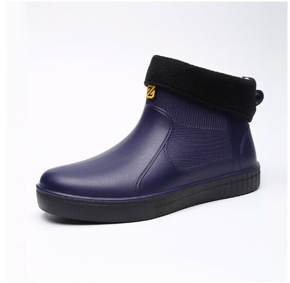 Popular men's fashionable short-tube waterproof rain boots [Leonli 800 blue [cotton cover] [Size: 39-44] [Please contact customer service to confirm the delivery size after placing the order]
