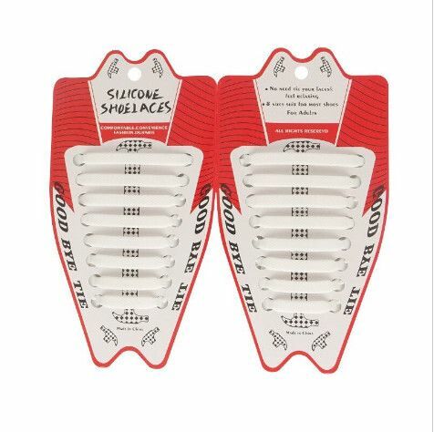 Popular style [white 16-piece packaging] hammer-shaped silicone shoelaces without binding | DIY flat shoelaces shoe ropes to protect shoes