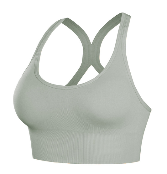 Popular back-beautiful shock-proof push-up fitness running sports bra, hollow-breasted adjustable thin bra [Seagrass Green S-XL] (contact customer service after placing the order to confirm the delivery size)
