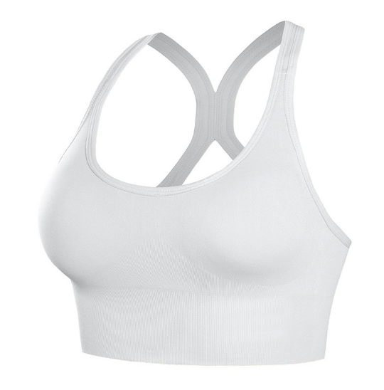 Popular back-beautiful shockproof push-up fitness running sports bra, hollow-breasted adjustable thin bra [pear white S-XL size] (contact customer service after placing the order to confirm the delivery size)