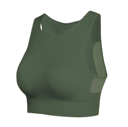 Hot style mesh that can be worn outside for beautiful back, shock-absorbing push-up sports bra, thin fitness yoga sports bra [dark green S-XXL size] (contact customer service after placing the order to confirm the delivery size)