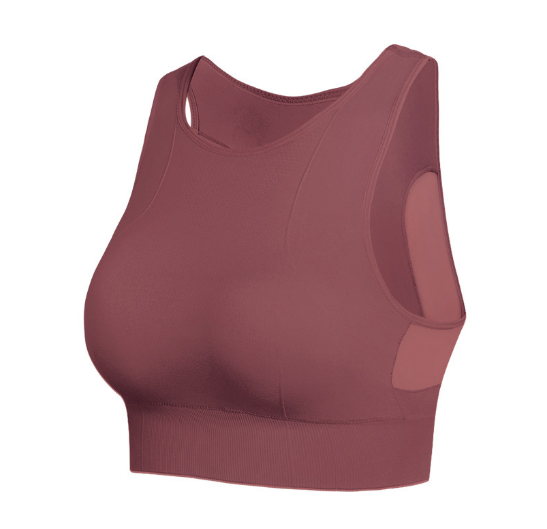Hot style mesh that can be worn outside for beautiful back, shock-absorbing push-up sports bra, thin fitness yoga sports bra [brick red S-XXL size] (contact customer service after placing the order to confirm the delivery size)