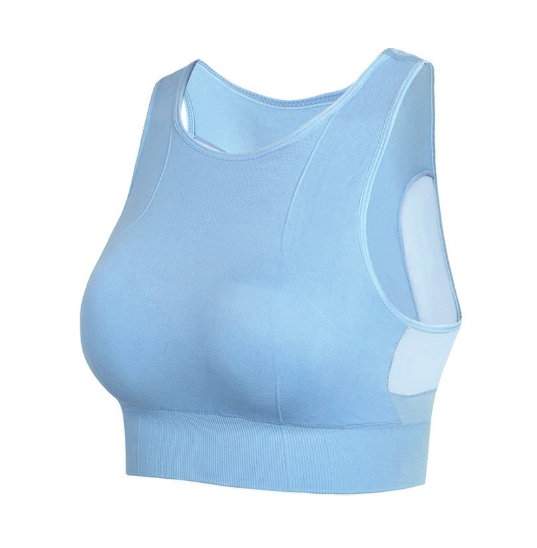 Hot style mesh that can be worn outside for beautiful back, shock-absorbing push-up sports bra, thin fitness yoga sports bra [light blue S-XXL size] (contact customer service after placing the order to confirm the delivery size)