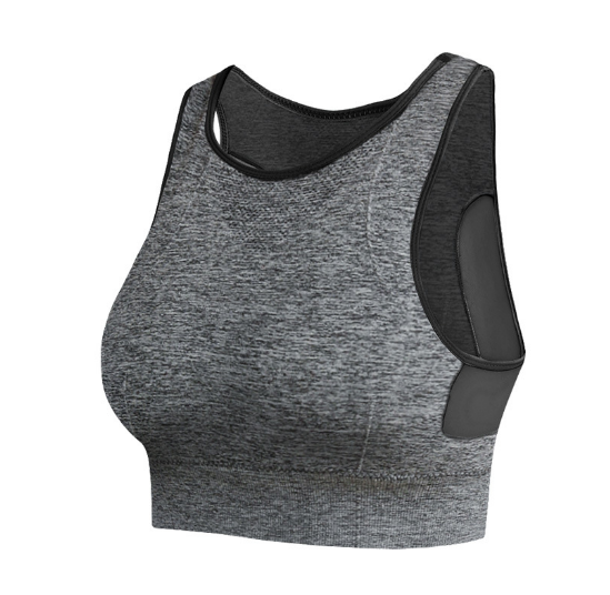 Hot style mesh that can be worn outside for beautiful back, shock-absorbing push-up sports bra, thin fitness yoga sports bra [hemp gray S-XXL size] (contact customer service after placing the order to confirm the delivery size)