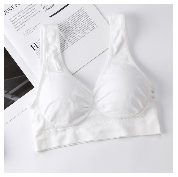 爆款無縫零束縛無鋼圈睡眠文胸 無痕瑜伽雙層運動背心女bra【白色 XS/S-M/L-XL/XXL碼】（下單後聯絡客服確認發貨尺碼）