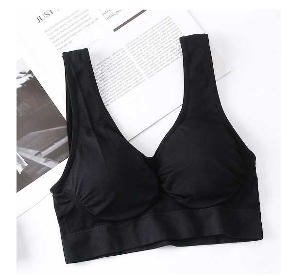 爆款無縫零束縛無鋼圈睡眠文胸 無痕瑜伽雙層運動背心女bra【黑色 XS/S-M/L-XL/XXL碼】（下單後聯絡客服確認發貨尺碼）
