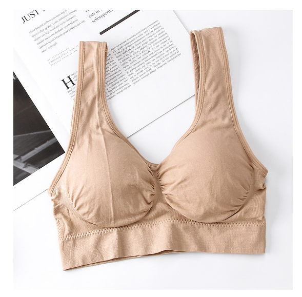 爆款無縫零束縛無鋼圈睡眠文胸 無痕瑜伽雙層運動背心女bra【膚色 XS/S-M/L-XL/XXL碼】（下單後聯絡客服確認發貨尺碼）