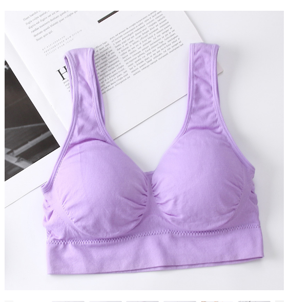 爆款無縫零束縛無鋼圈睡眠文胸 無痕瑜伽雙層運動背心女bra【紫羅蘭 XS/S-M/L-XL/XXL碼】（下單後聯絡客服確認發貨尺碼）