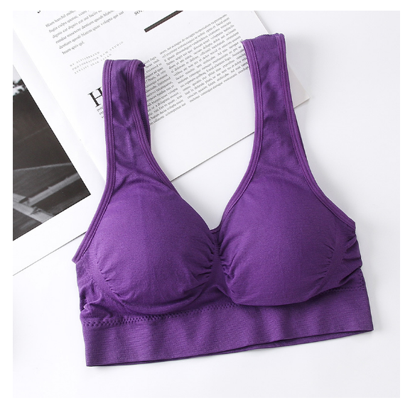 爆款無縫零束縛無鋼圈睡眠文胸 無痕瑜伽雙層運動背心女bra【深紫色 XS/S-M/L-XL/XXL碼】（下單後聯絡客服確認發貨尺碼）