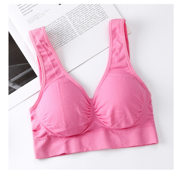爆款無縫零束縛無鋼圈睡眠文胸 無痕瑜伽雙層運動背心女bra【淺玫紅 XS/S-M/L-XL/XXL碼】（下單後聯絡客服確認發貨尺碼）