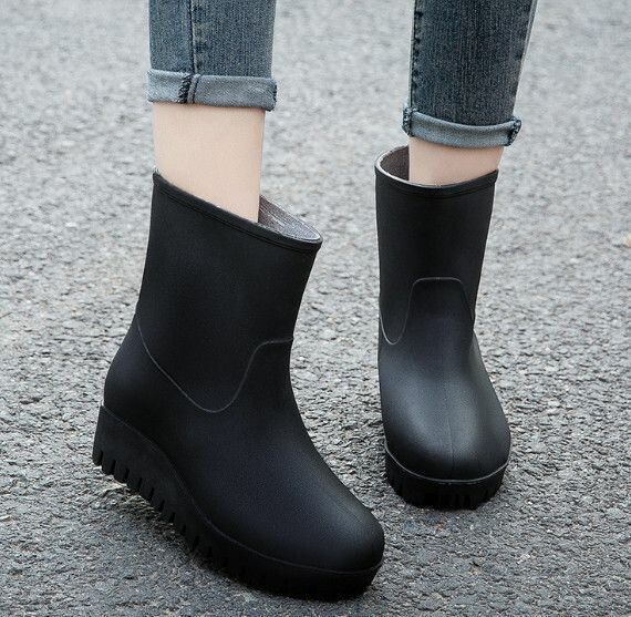 Popular fashionable women's waterproof rain boots [mid-tube 559 [black] [size: 36-40] [please contact customer service to confirm the delivery size after placing the order]