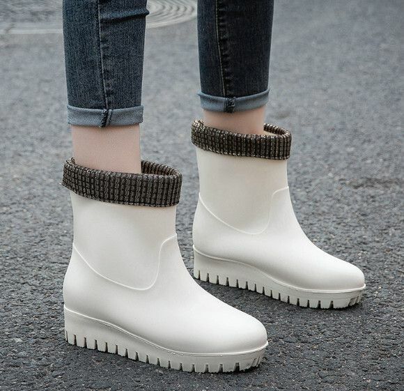 Popular fashionable women's waterproof rain boots [medium tube 559 [white cotton cover] removable and washable] [size: 36-40] [please contact customer service to confirm the delivery size after placing the order]