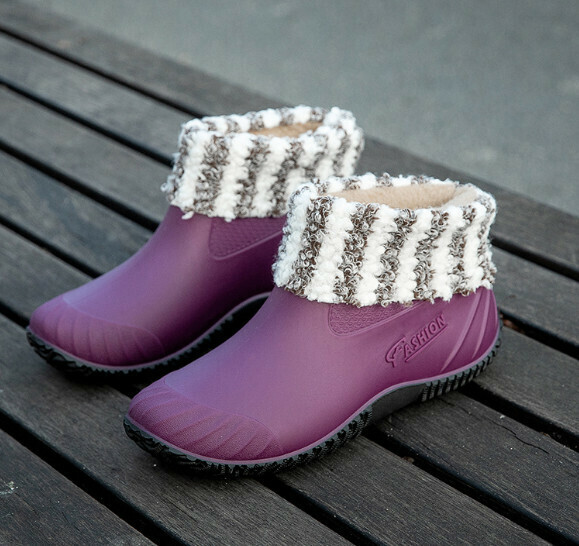 Popular fashionable women's waterproof rain boots [837 [Purple cotton cover] removable and washable] [Size: 36-40] [Please contact customer service after placing an order to confirm the delivery size]