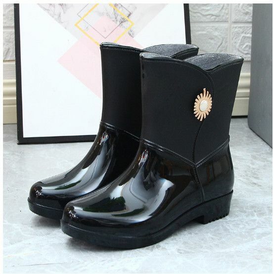 Popular fashion mid-tube women's waterproof rain boots [Black 202 [Single shoe style] [Size: 36-40] [Please contact customer service to confirm the delivery size after placing the order]