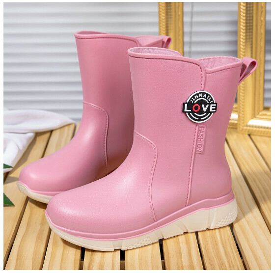 Popular soft-soled women's short-tube rubber shoes, waterproof and non-slip rain boots [207 [pink] single shoe style] [Size: 36-40] [Please contact customer service after placing the order to confirm the delivery size]