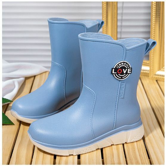 Popular soft-soled women's short-tube rubber shoes, waterproof and non-slip rain boots [207 [light blue] single shoe style] [Size: 36-40] [Please contact customer service after placing an order to confirm the delivery size]