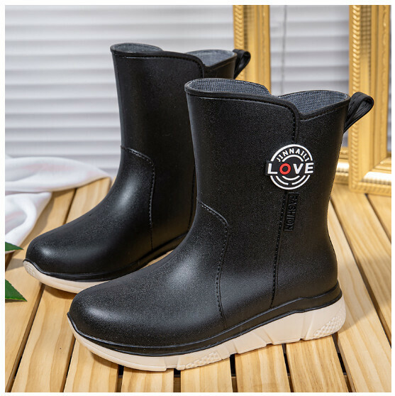 Popular soft-soled women's short-tube rubber shoes, waterproof and non-slip rain boots [207 [black] single shoe style] [Size: 36-40] [Please contact customer service to confirm the delivery size after placing the order]