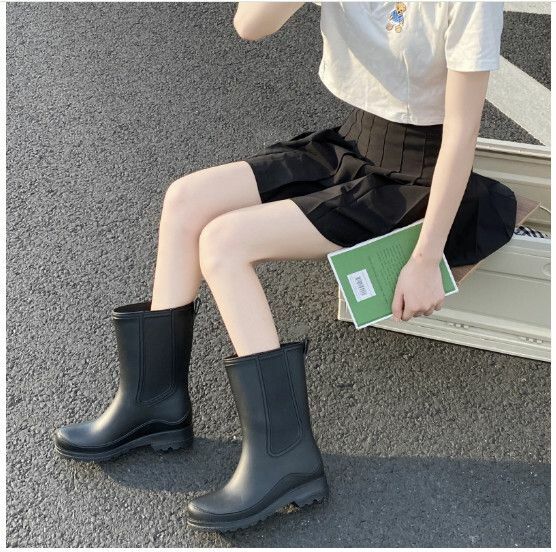 Popular fashionable women's waterproof and non-slip rain boots [Leonli 701 [black bottom] comes with insoles] [Size: 36-41] [Please contact customer service after placing an order to confirm the delivery size]