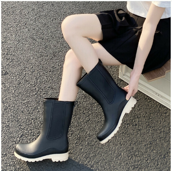 Popular fashionable women's waterproof and non-slip rain boots [Leonli 701 [white bottom] comes with insoles] [Size: 36-41] [Please contact customer service after placing an order to confirm the delivery size]