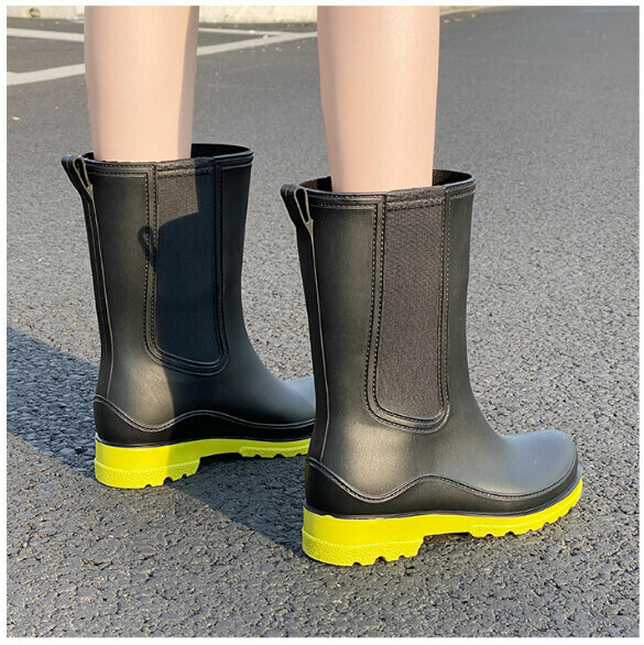 Popular fashionable women's waterproof and non-slip rain boots [Leonli 701 [yellow bottom] comes with insoles] [Size: 36-41] [Please contact customer service after placing an order to confirm the delivery size]