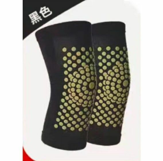 新款四季竹炭加厚防寒自發墊保暖艾草護膝一對（黑色M碼 雙面發熱加長）