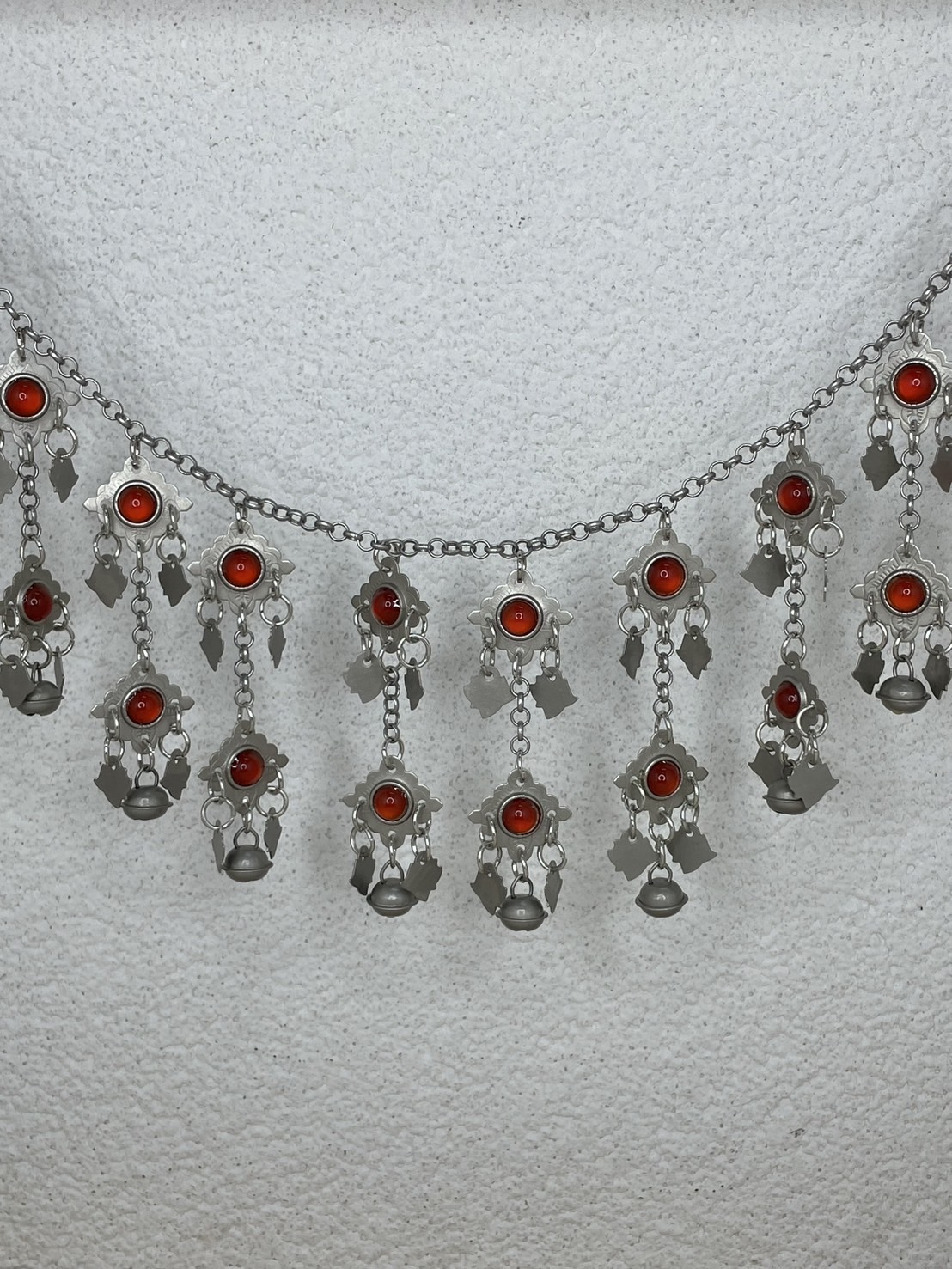 J16-無焊接紅瑪瑙雙層鈴鐺鏈條125cm