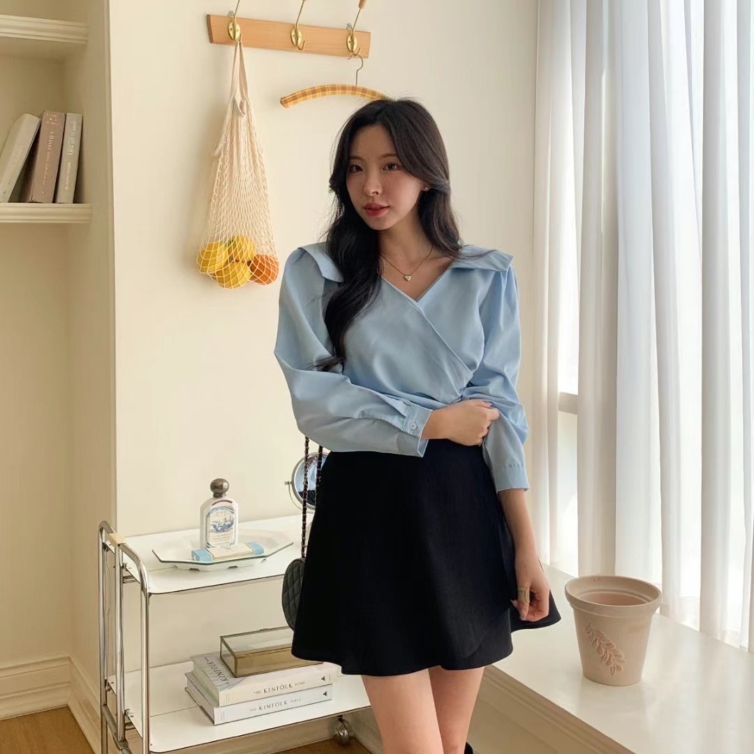 【優惠現貨】韓國皺皺布料純色半身裙（4色）