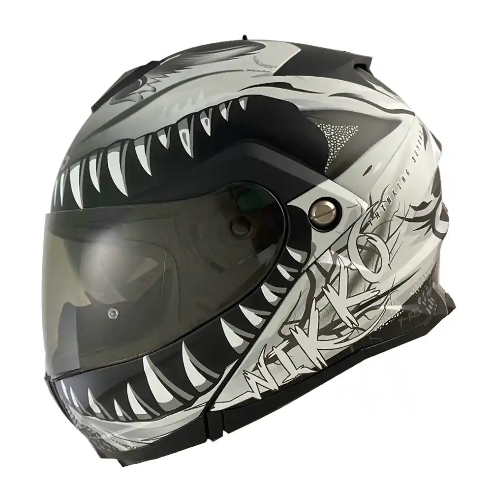 NIKKO N902 骨龍侏儸紀 平黑銀 素色 全罩 可樂帽 內墨片