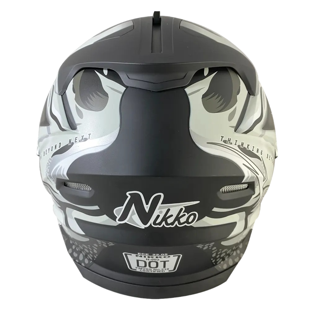 NIKKO N902 骨龍侏儸紀 平黑銀 素色 全罩 可樂帽 內墨片