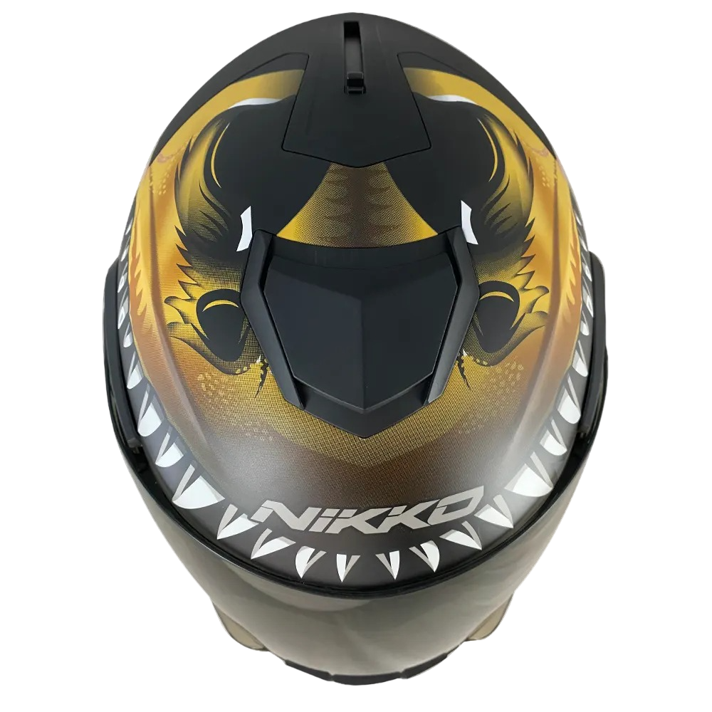 NIKKO N902 骨龍侏儸紀 平黑米黃 素色 全罩 可樂帽 內墨片