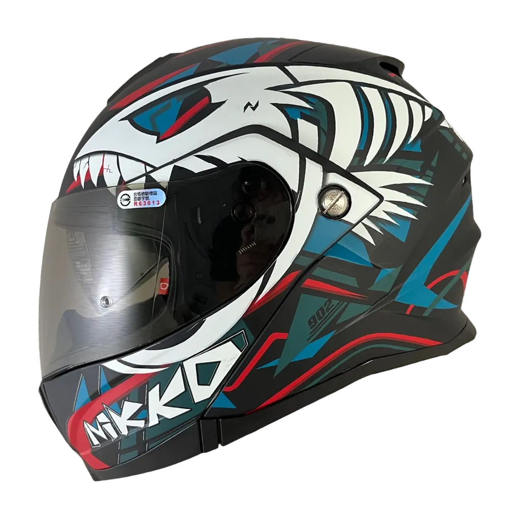 NIKKO N902 骨艦骸魚 平黑灰藍紅 素色 全罩 可樂帽 內墨片