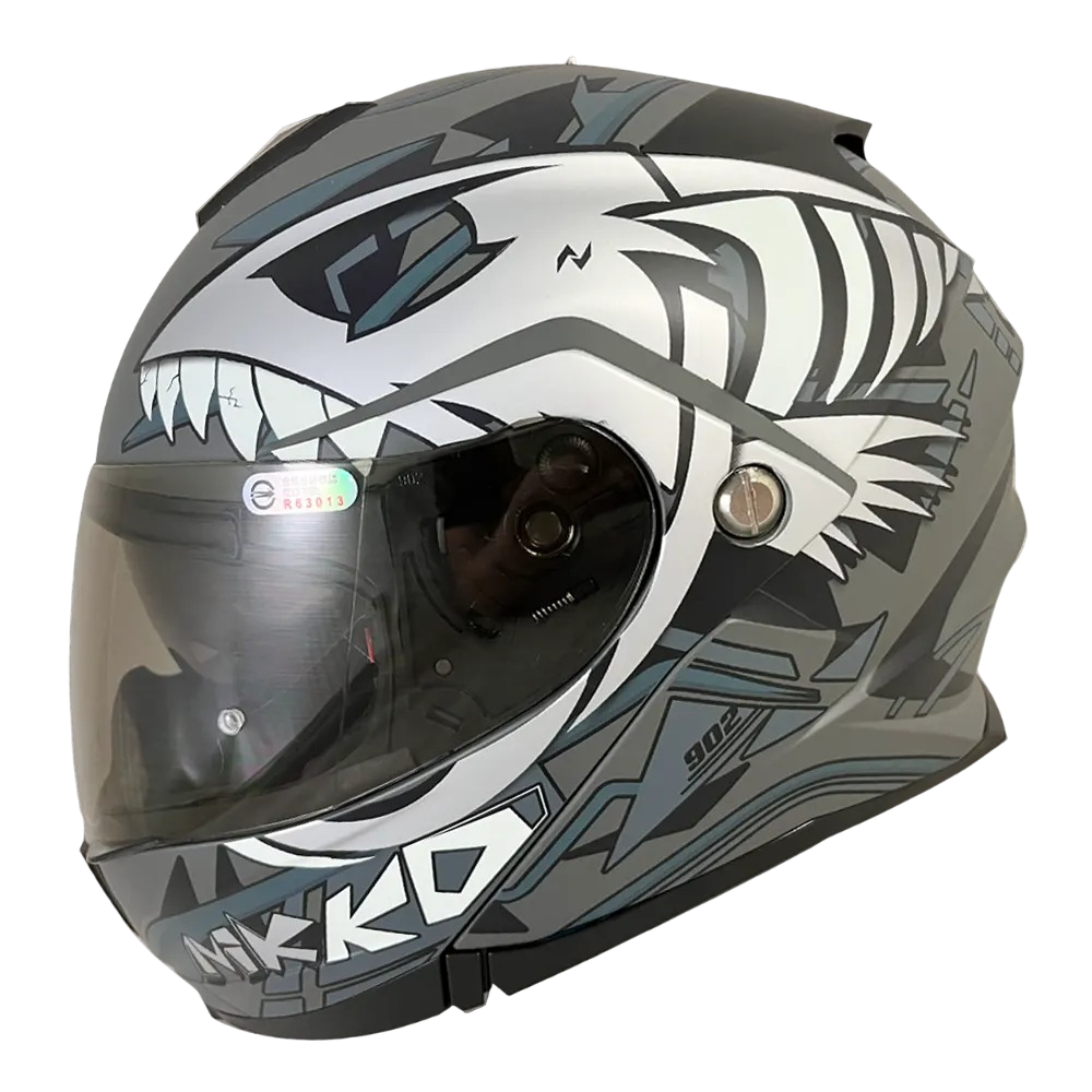 NIKKO N902 骨艦骸魚 平黑銀黑藍 素色 全罩 可樂帽 內墨片