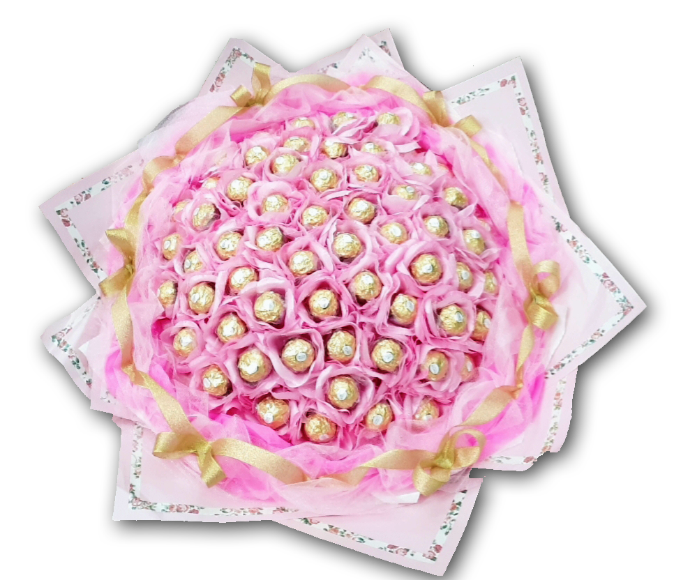 60支粉色金莎花束,可抽取分享花束,60 pink Ferrero Rocher bouquets, you can draw and share bouquets
