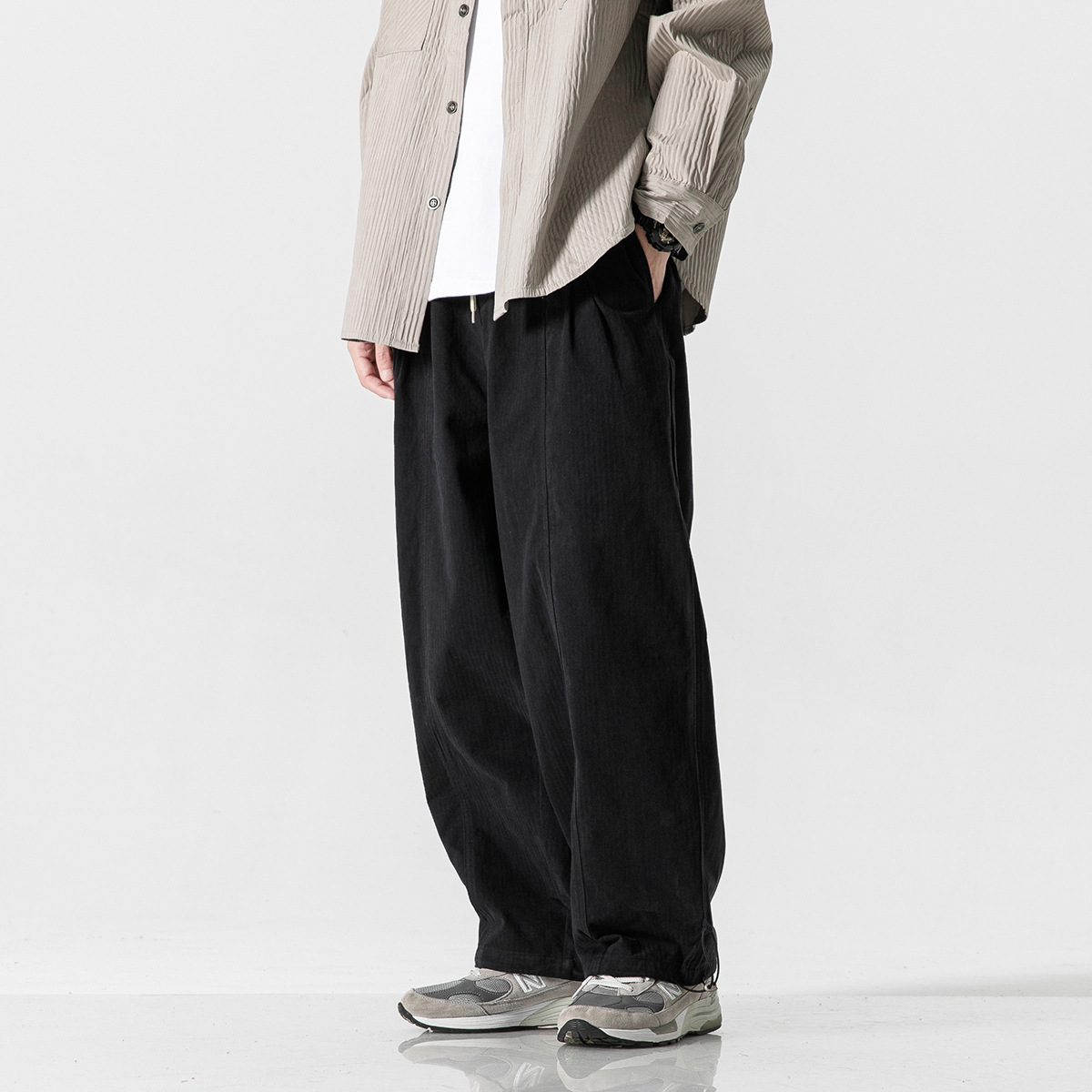 9M19 日系復古素色休閒寬褲 三色