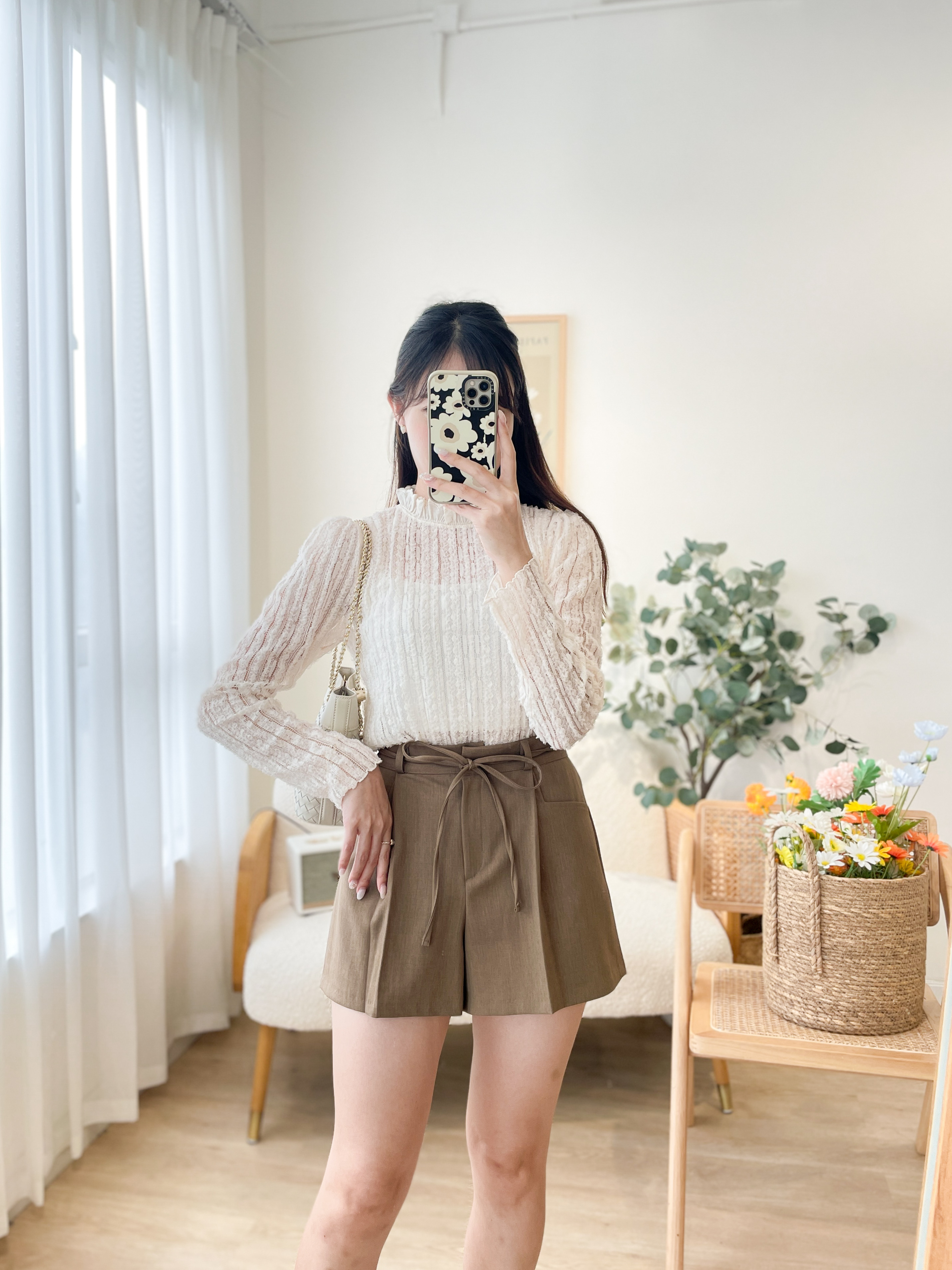 JEAN142 Espresso Pleated Shorts