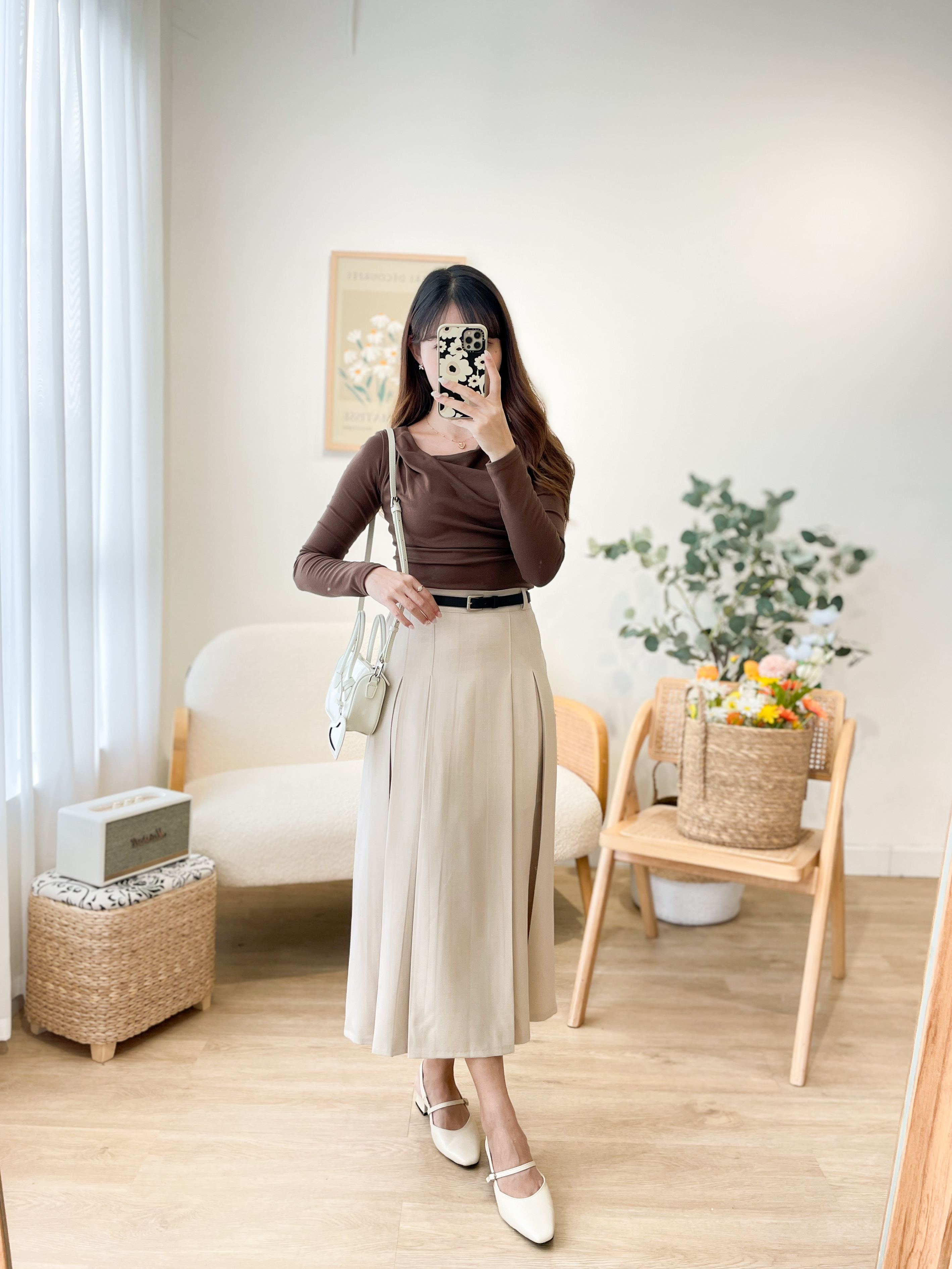 SK484 Brooklyn Pleated Midi Skirt
