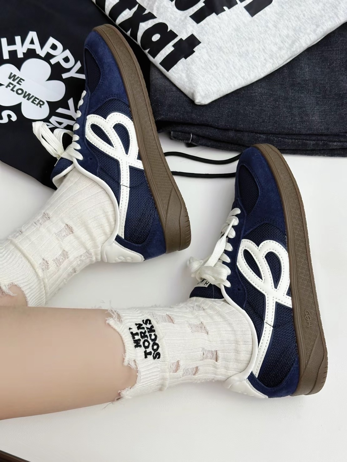 【代購】WE FLOWER 小花鞋 海軍藍 藍色 休閒鞋 AESPA 同款