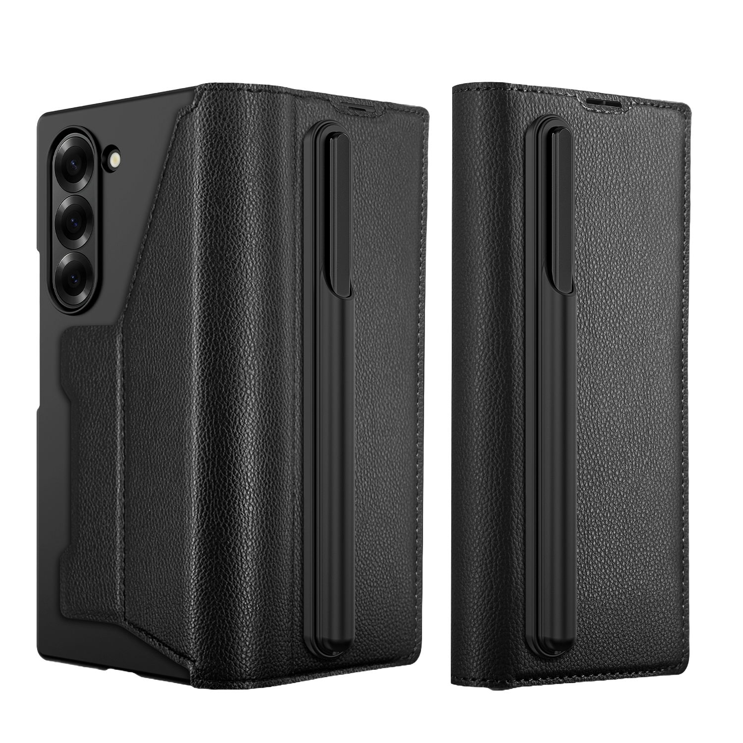 XPRO - Slim Leather Clip - Samsung Fold 6 S Pen Case 貼身防撞翻蓋皮革自帶外屏插卡支架手機保護殼