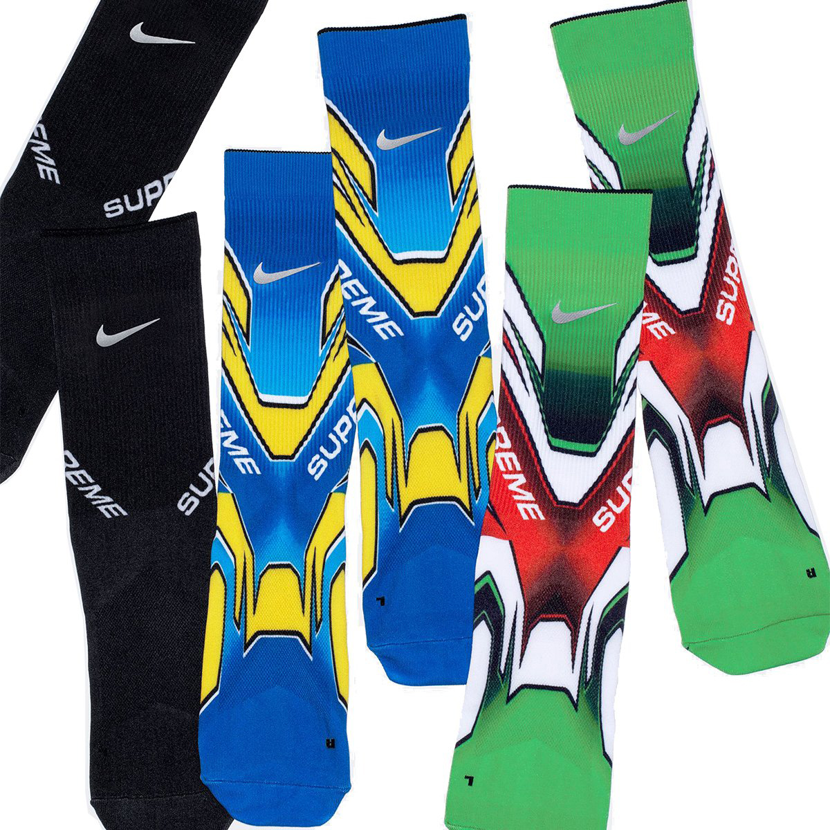SUPREME X NIKE CREW SOCKS 反光 長襪 黑色-FZ6792-010