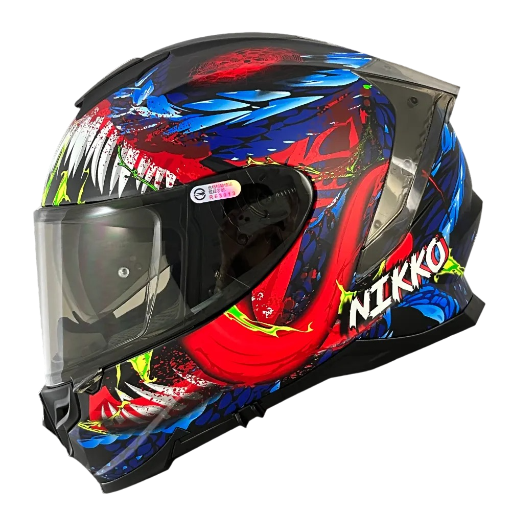 NIKKO N806 Re暴君夜厄魔 平黑紅 彩繪 全罩 內墨片