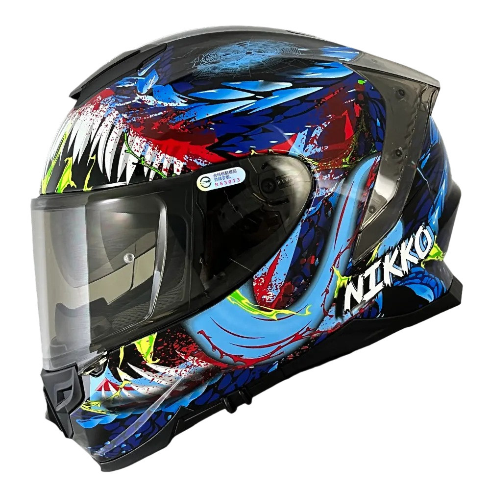 NIKKO N806 Re暴君夜厄魔 黑藍 彩繪 全罩 內墨片