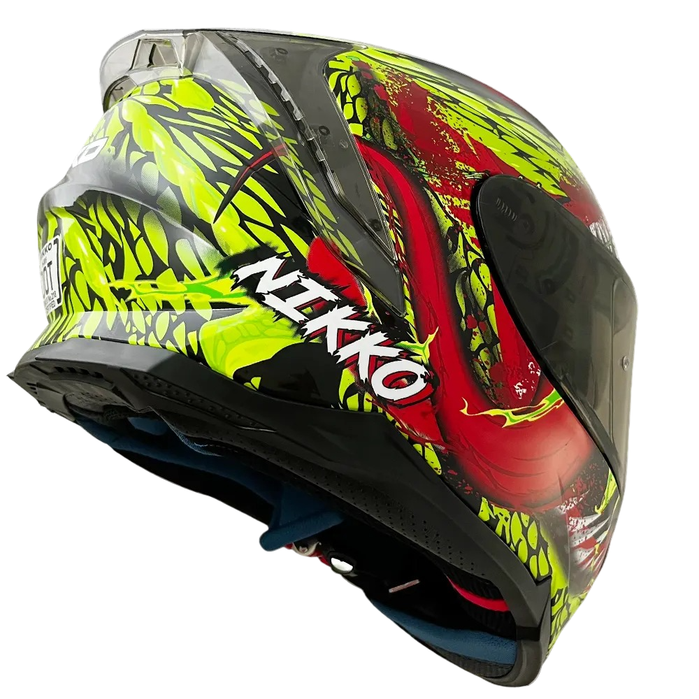 NIKKO N806 Re暴君夜厄魔 黑螢光黃 彩繪 全罩 內墨片